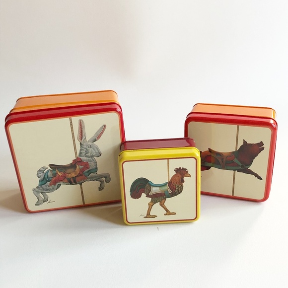 Lowell Herrero Other - Set 3 VTG Lowell Herrero Nesting Tins Carousel